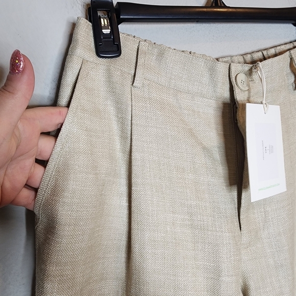 NWT Ellie Mae Studios Linen Silk Wool Keane Oatmeal Cream Pants Size 2 - Picture 10 of 16